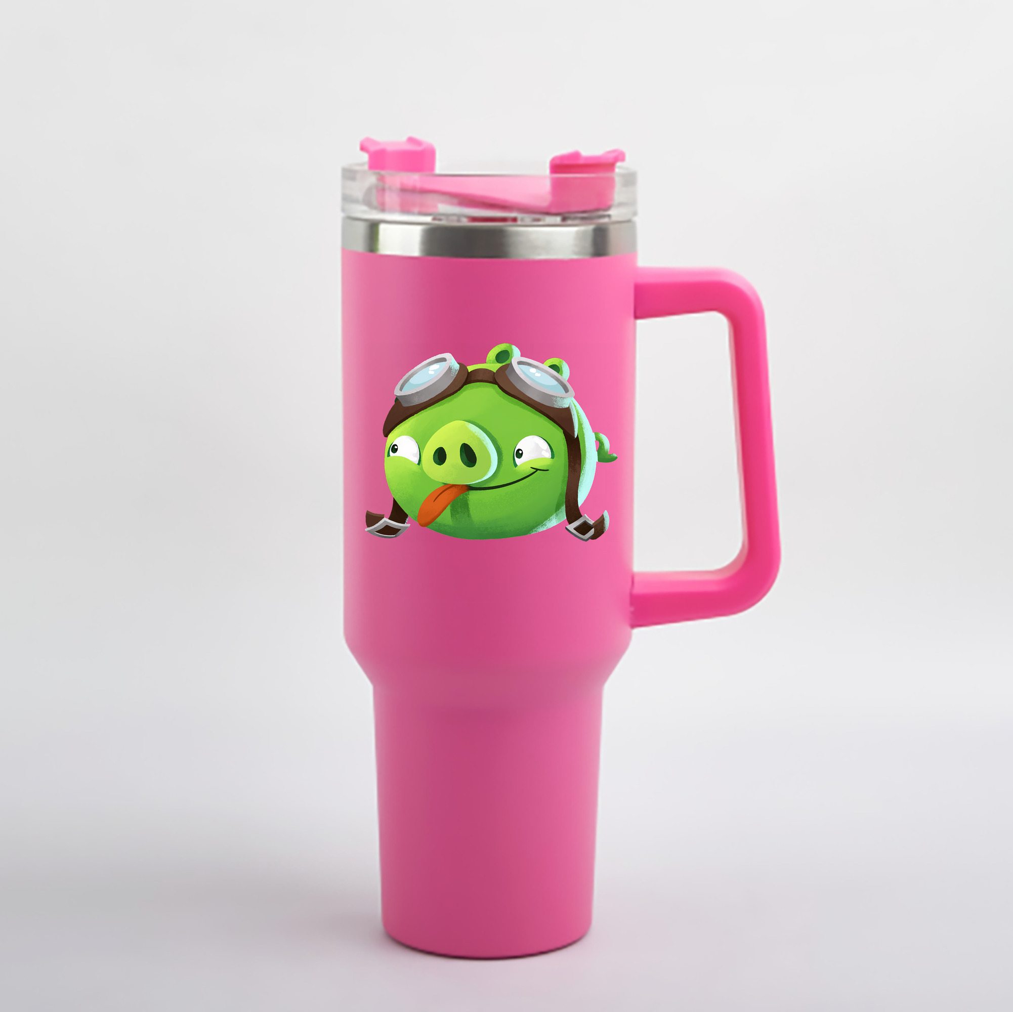 （画像用） Angry Birds アングリーバード 1200mL車用タンブラー - クリスタルステッカー（プラスチックストロー付き）